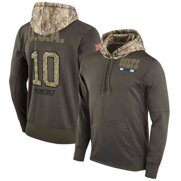 Nike Colts 10 Donte Moncrief Men's Olive Salute To Service Pullover Hoodie